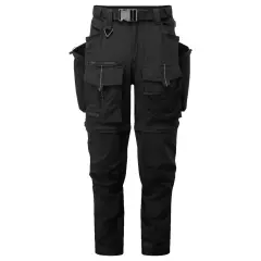 Spodnie Robocze Stretch z Kieszeniami Portwest BX321 - Kolor Czarny/Żółty