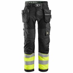 Spodnie Robocze Odblaskowe z Workami Kieszeniowymi Snickers Workwear 6931 FlexiWork+ EN 20471/1 - Kolor 0466
