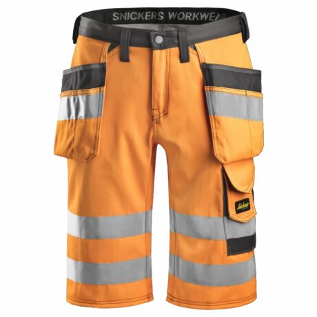 Snickers Workwear Spodnie Krótkie Odblaskowe z Workami Kieszeniowymi EN 20471/1 3033 Pomarańczowe 52