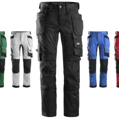 Spodnie Robocze Długie Stretch z Workami Kieszeniowymi Snickers Workwear 6241 AllroundWork - Kolor Czarny - 0404