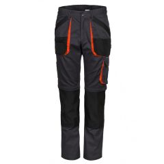 Spodnie Robocze Długie z Workami Kieszeniowymi i Odpinanymi Nogawkami Red Berg Tech - Kolor Czarno-Pomarańczowy