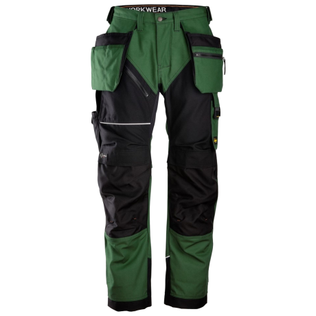 Snickers Workwear Spodnie z Workami Kieszeniowymi Canvas+ Ruffwork 6214 Zielone 52 Wyprzedaż